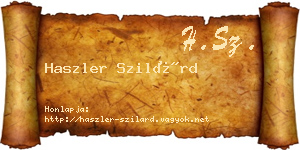 Haszler Szilárd névjegykártya